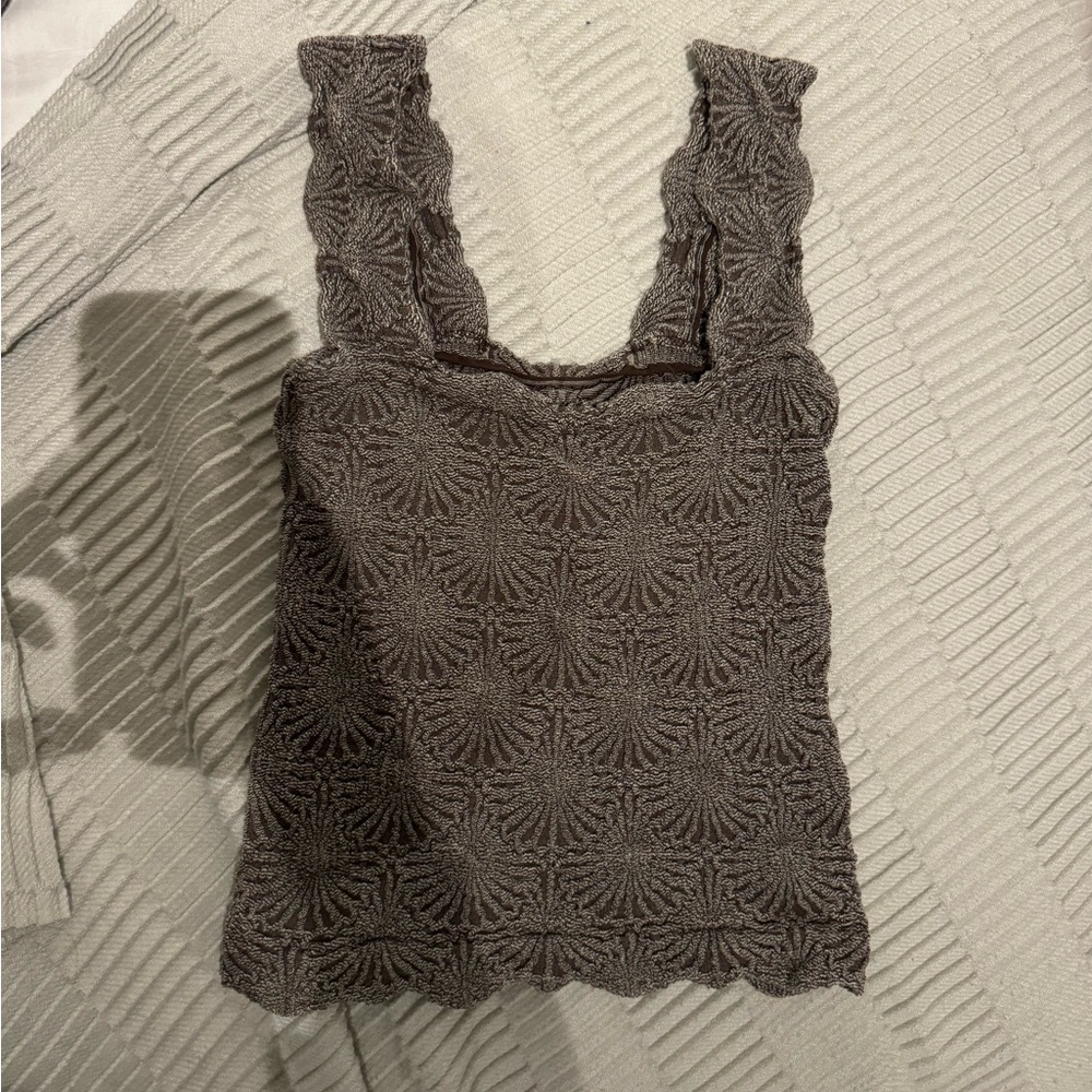 FREE PEOPLE brown flower tank